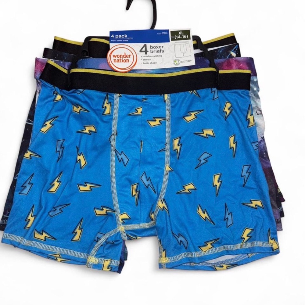 Wonder Nation Blue and Black Lightning Boxer Briefs - 4 Pack